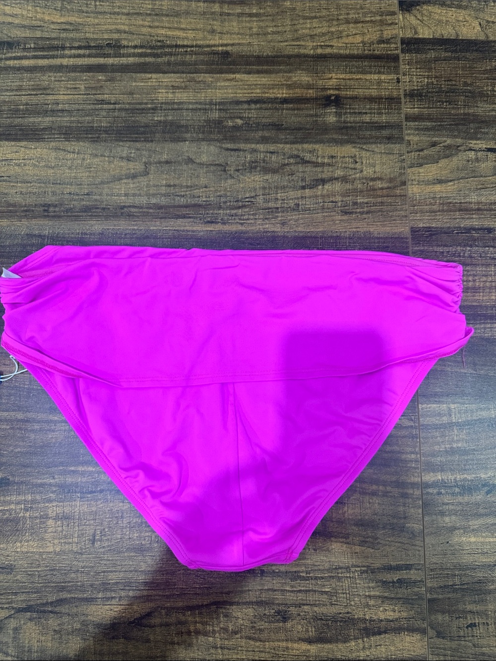 Fold-Over High-Rise Bikini Bottom in Vibrant Fuchsia Pink - Picture 2 of 3